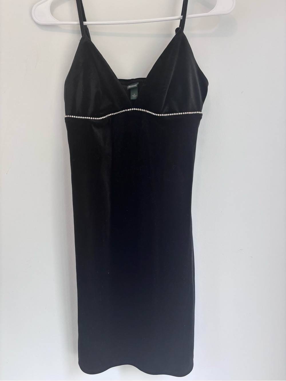wild fable Black Velvet Mini Dress with Rhinestone Trim